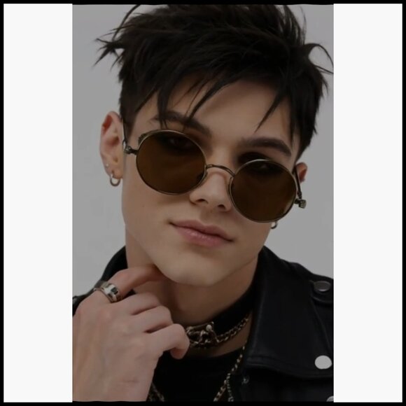 Retro Steampunk Sunglasses Round Metal Frame Punk Circle Inspired Shade